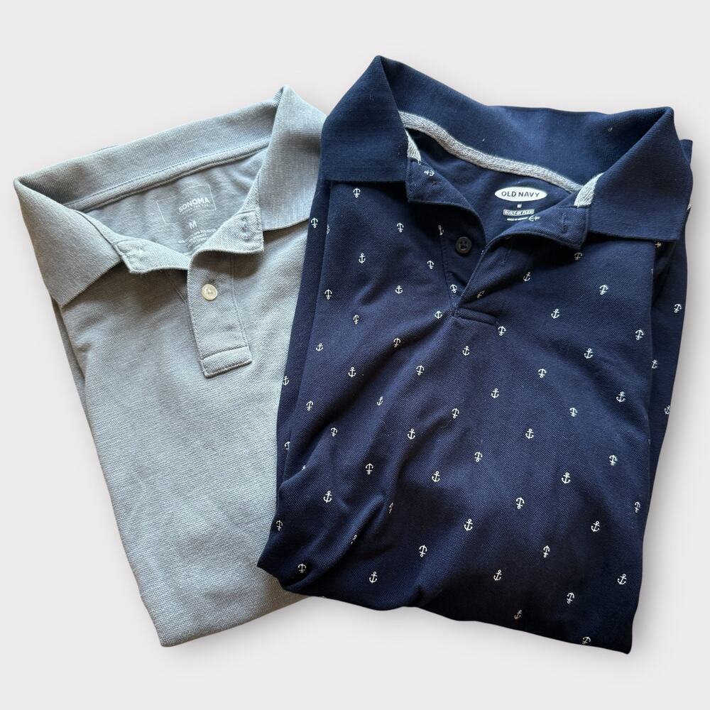 Bundle of 2 men's polo shirts size medium anchor print